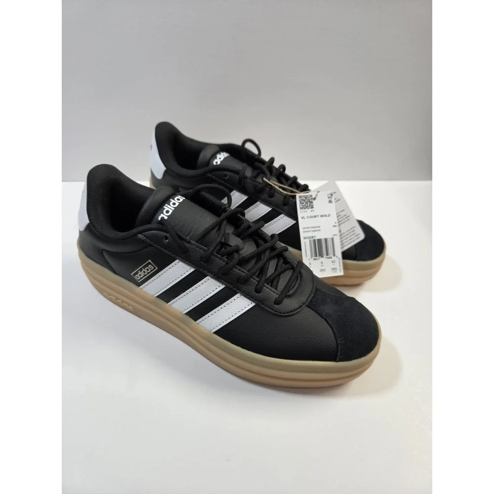 Adidas VL Court W Size Women's 9.5 Athletic Shoes Black White Casual Sneakers